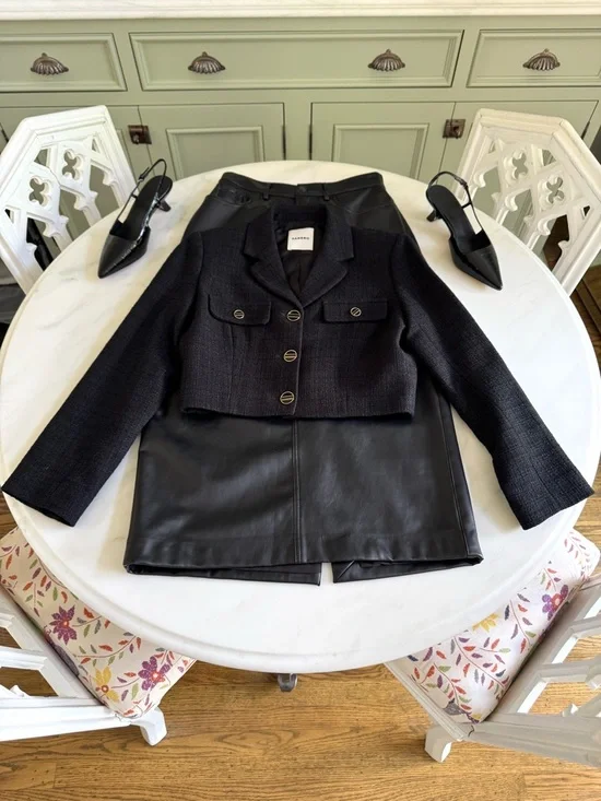 Sandro Cropped Tweed Blazer Black Sz 38 - Picture 4 of 13